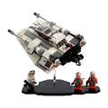 LEGO 75259 20th Anniversary Snowspeeder on the complete acrylic display stand with minifigure positions