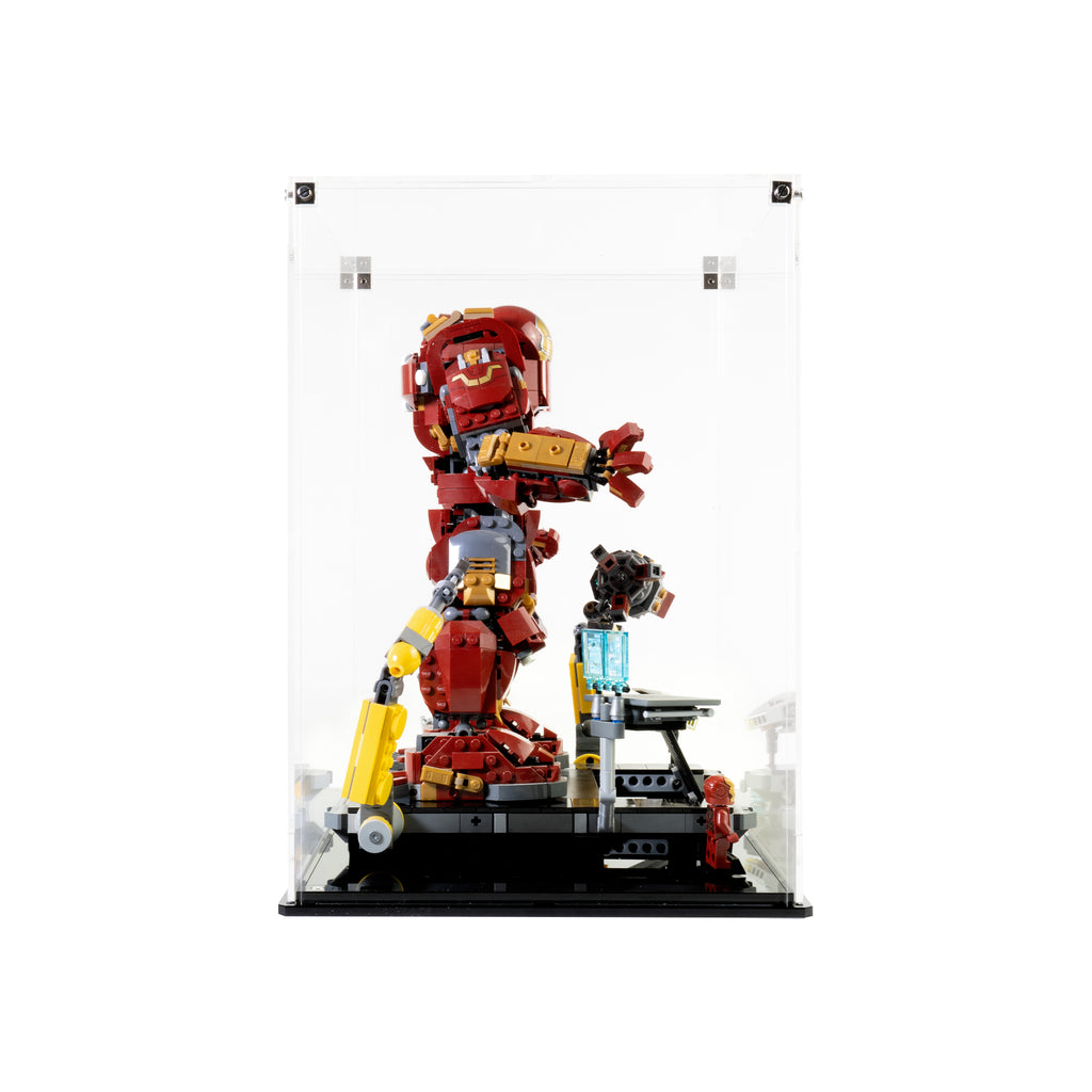 Side view showing the depth of the LEGO 76105 Hulkbuster display case