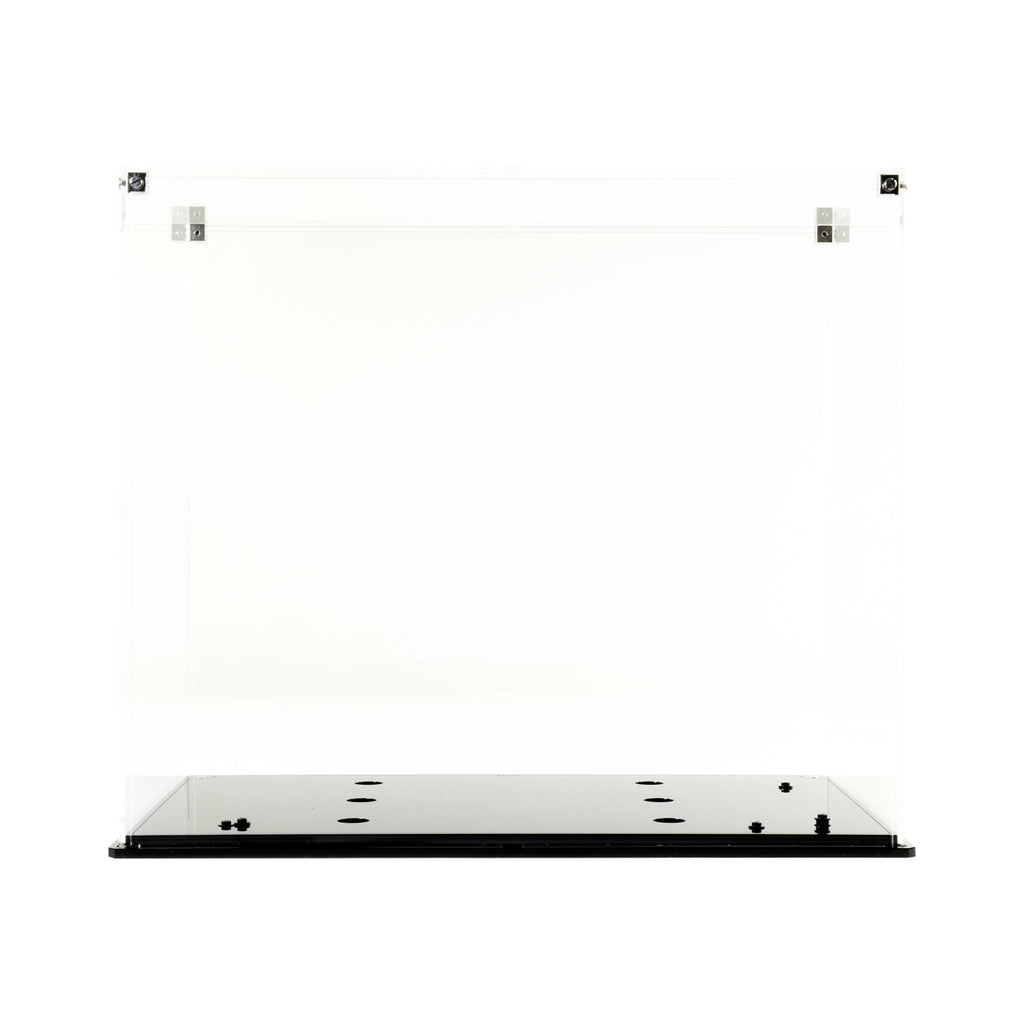 Empty clear acrylic case and black display base for LEGO 76105 Hulkbuster