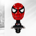 LEGO 76285 Spider-Man's Mask displayed on the complete acrylic wall mounted stand
