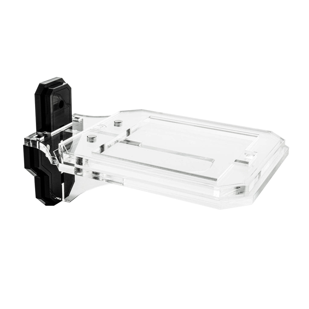 Empty clear acrylic platform and black wall bracket for LEGO 76285 Spider-Man Mask
