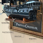 Close-up of the raised base and ornate frame for the LEGO 10365 pirate ship wall display