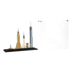 LEGO New York Skyline 21028: model and display case shown together.