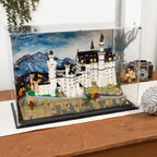 LEGO Neuschwanstein Castle 21063: model and display case shown together.