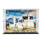 LEGO Neuschwanstein Castle 21063: model and display case shown together.