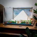 LEGO Great Pyramid of Giza 21058: pyramid case in a room setting.