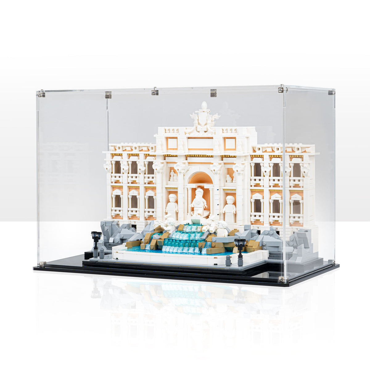 LEGO Trevi Fountain 21062: complete model with the display case; Clear Background.