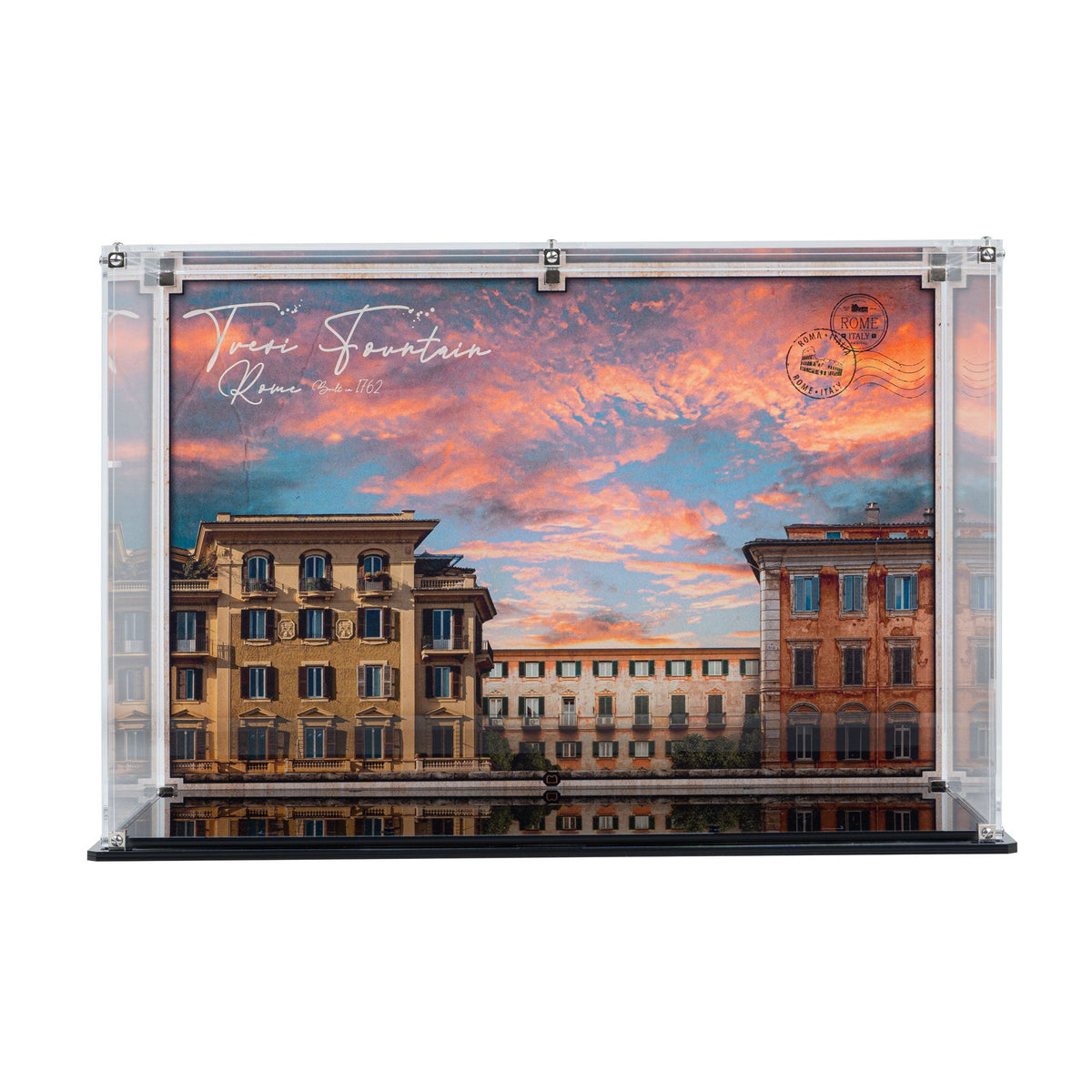 LEGO Trevi Fountain 21062: display case panels or base without the main LEGO build.