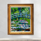 LEGO Claude Monet Water Lilies 31220: model and wall-mounted display case shown together.