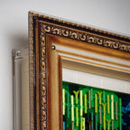 LEGO Claude Monet Water Lilies 31220: close view of the wall-mounted display case construction or display arrangement.