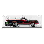 LEGO Classic TV Series Batmobile 76328: model and display case shown together.