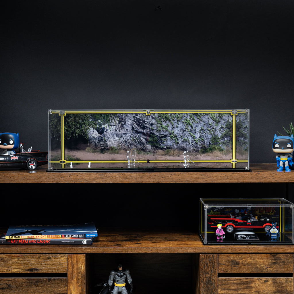 LEGO Classic TV Series Batmobile 76328: display case panels or base without the main LEGO build.
