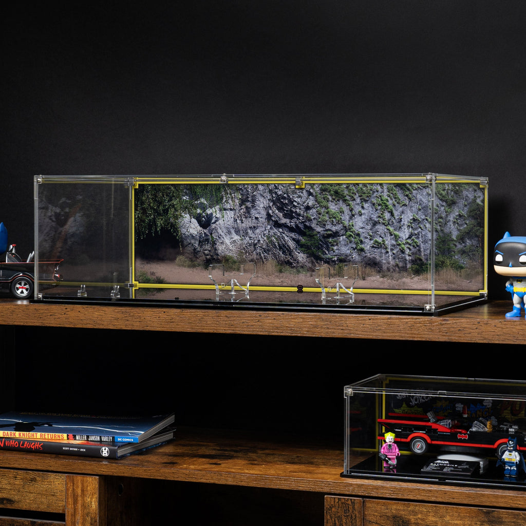 LEGO Classic TV Series Batmobile 76328: display case panels or base without the main LEGO build.