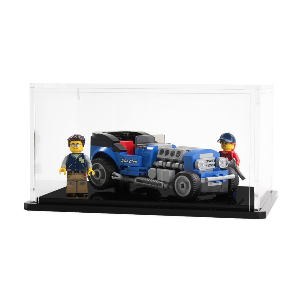 LEGO Hot Rod 40409: complete model with the display case; Display case.