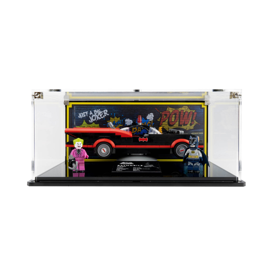 LEGO Batman Classic TV Series Batmobile 76188: model and display case shown together.
