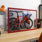 LEGO Road Bike 11380: model and desktop and wall display case shown together.