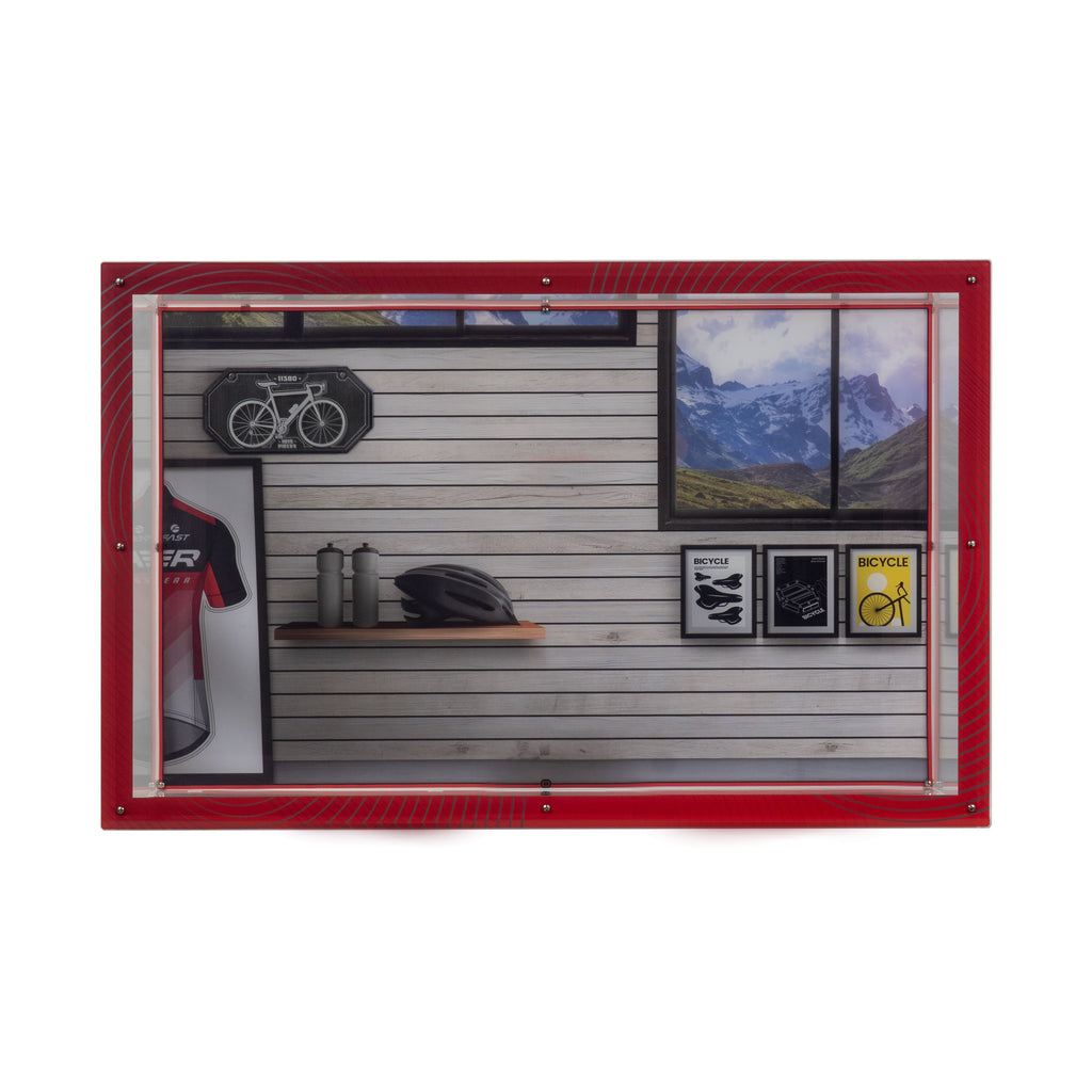 LEGO Road Bike 11380: desktop and wall display case panels or base without the main LEGO build.