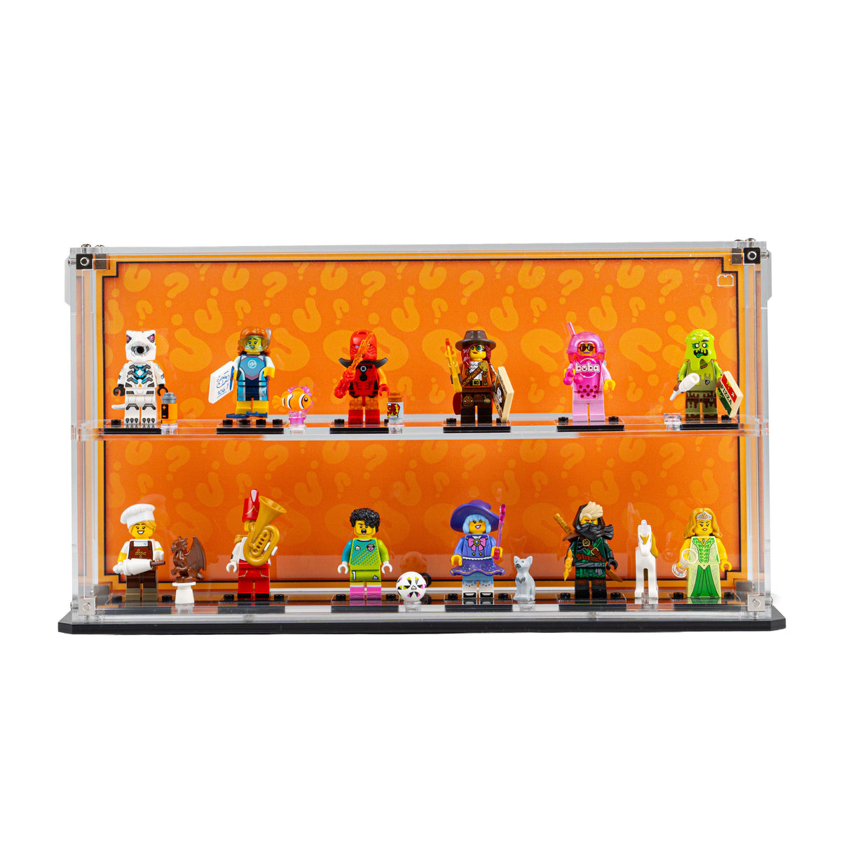 LEGO Minifigures Series 29 71052: complete model with the desktop and wall display case; shown configuration.