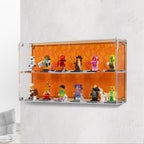 LEGO Minifigures Series 29 71052: model and desktop and wall display case shown together.