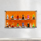 LEGO Minifigures Series 29 71052: model and desktop and wall display case shown together.