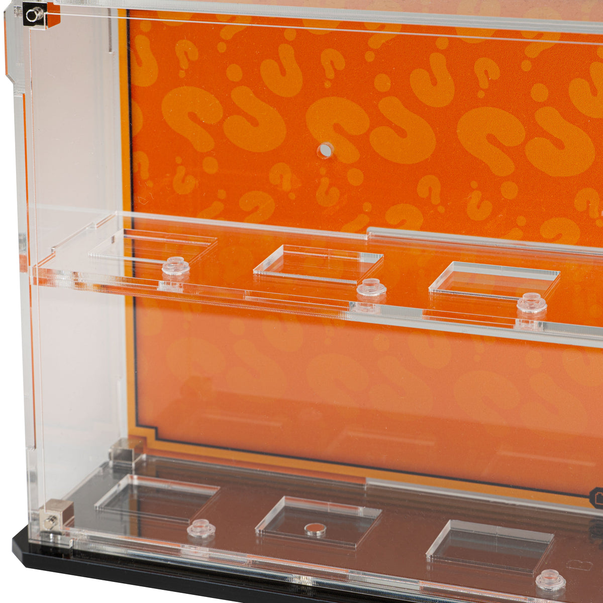 LEGO Minifigures Series 29 71052: close view of the desktop and wall display case construction or display arrangement.