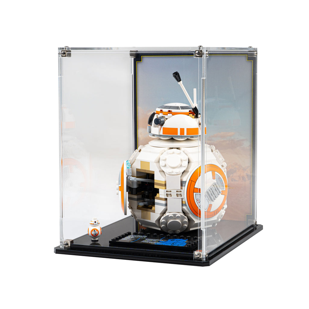 LEGO BB-8 Astromech Droid 75452: complete model with the display case; Printed Background.