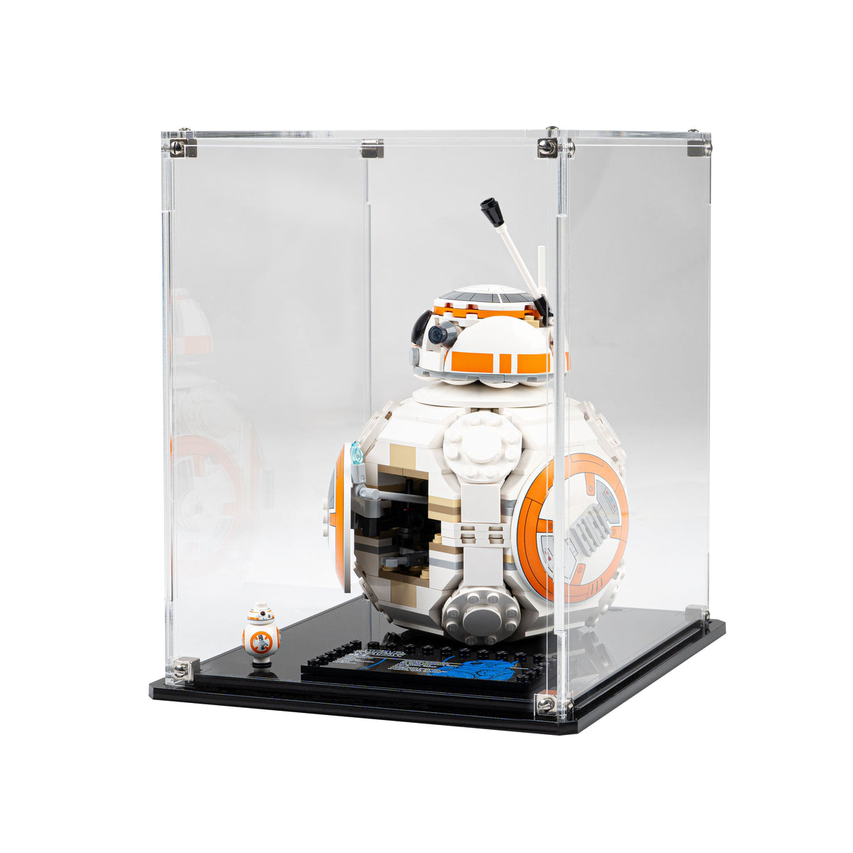 LEGO BB-8 Astromech Droid 75452: complete model with the display case; Clear Background.