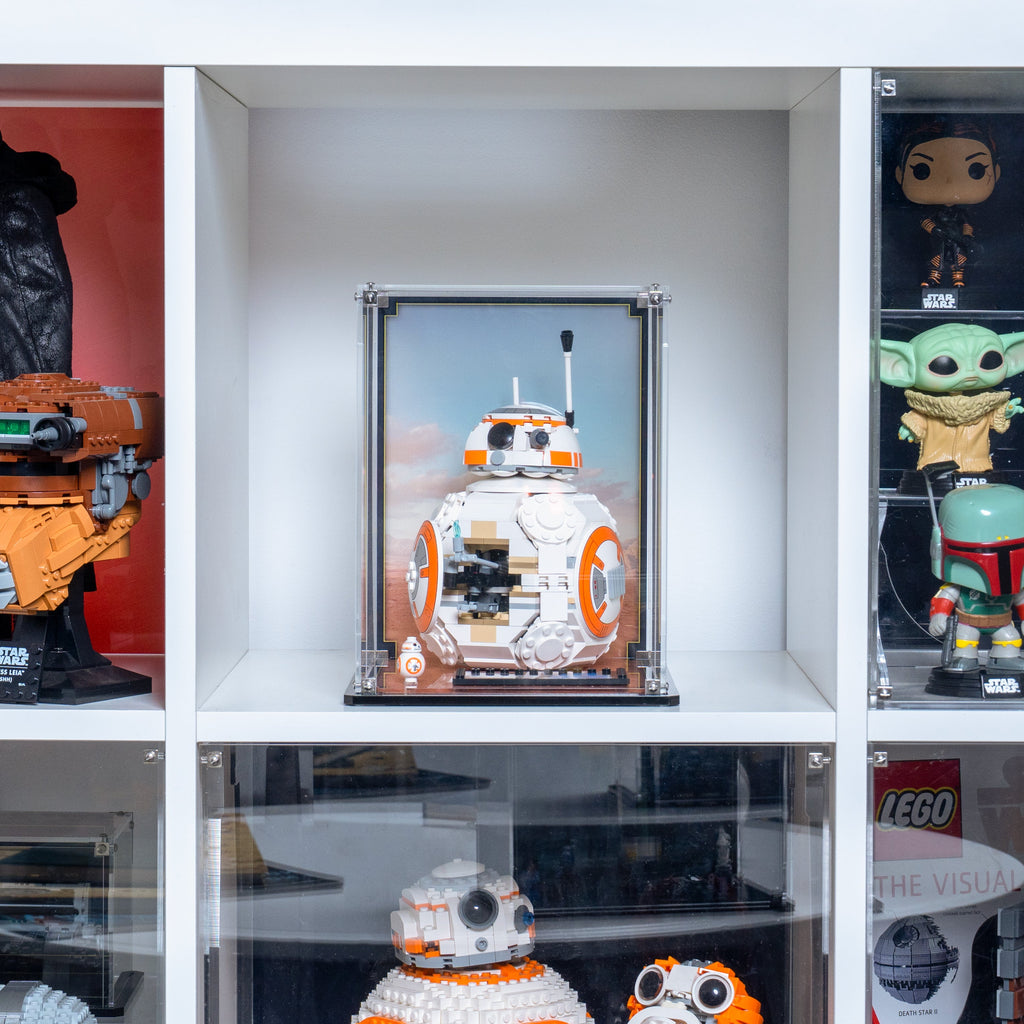 LEGO BB-8 Astromech Droid 75452: model and display case shown together.