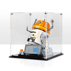 LEGO Chopper C1-10P Astromech Droid 75416: complete model with the display case; Clear Background.