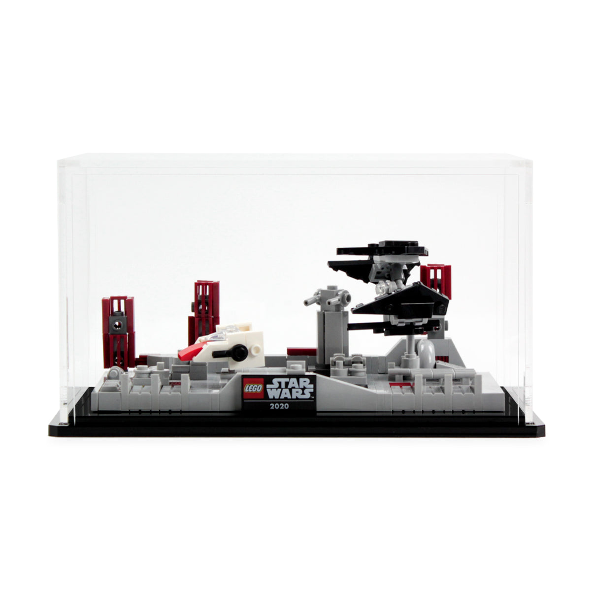 LEGO Death Star II Battle 40407: model and display case shown together.