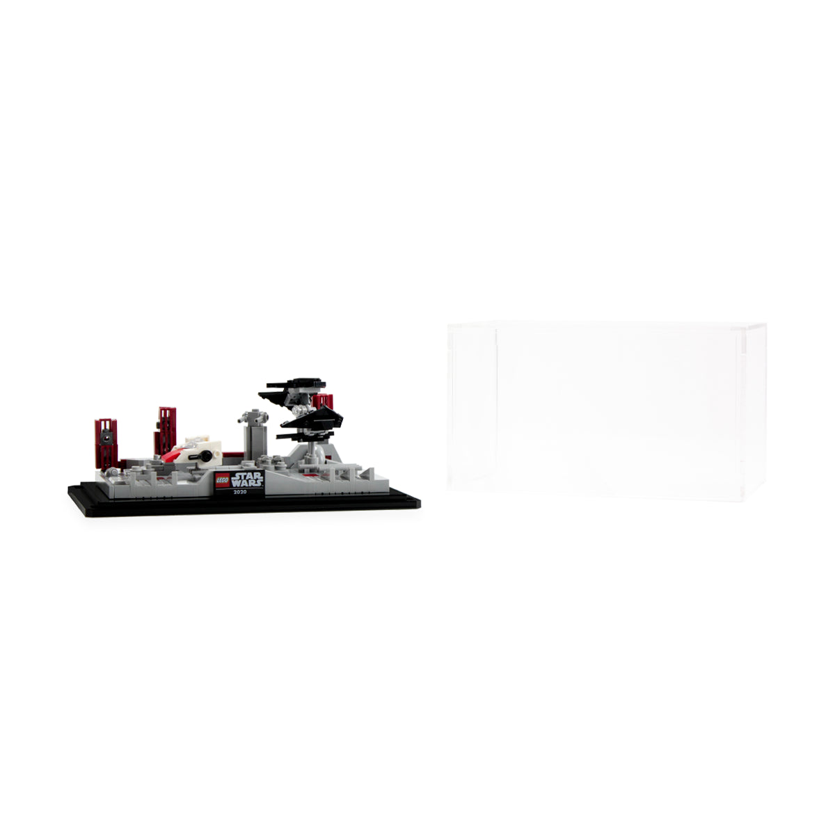 LEGO Death Star II Battle 40407: model and display case shown together.