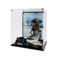 LEGO Imperial Probe Droid 75306: complete model with the display case; Display Case with Custom Background Print (Black).