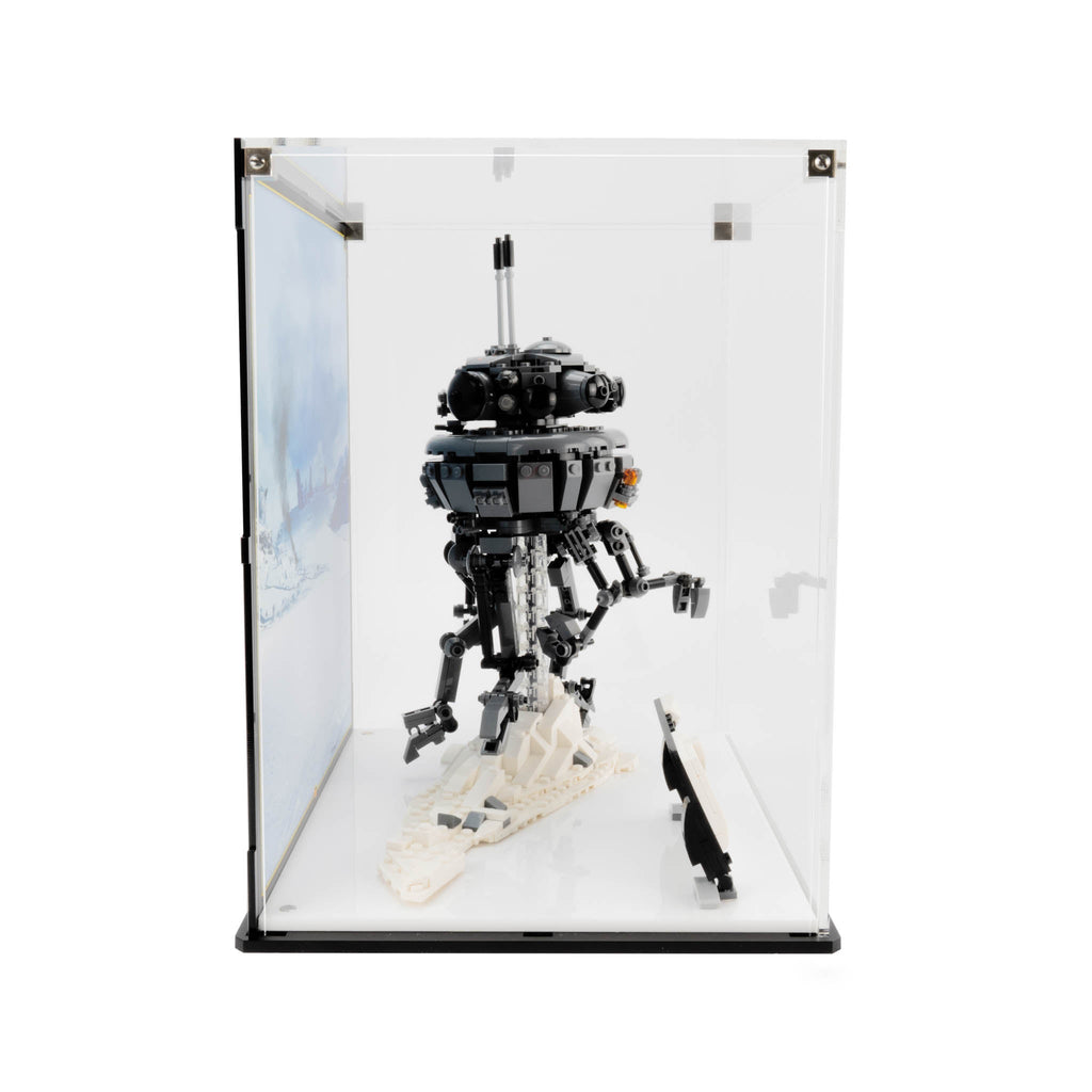 LEGO Imperial Probe Droid 75306: model and display case shown together.