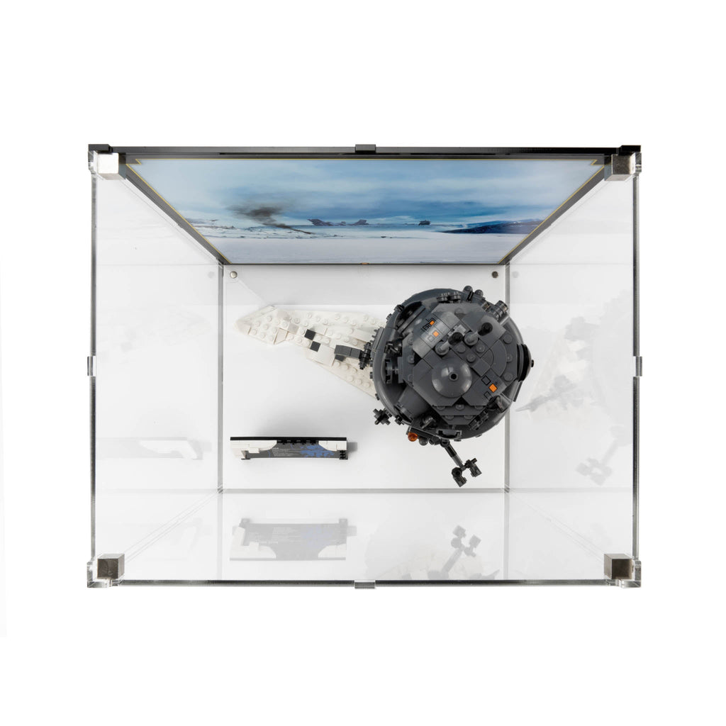 LEGO Imperial Probe Droid 75306: model and display case shown together.