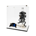 LEGO Imperial Probe Droid 75306: complete model with the display case; Clear Display Case with White Base Plate.