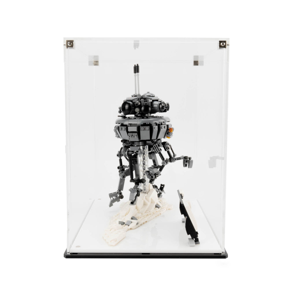 LEGO Imperial Probe Droid 75306: model and display case shown together.