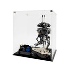 LEGO Imperial Probe Droid 75306: complete model with the display case; Clear Display Case with Black Base Plate.