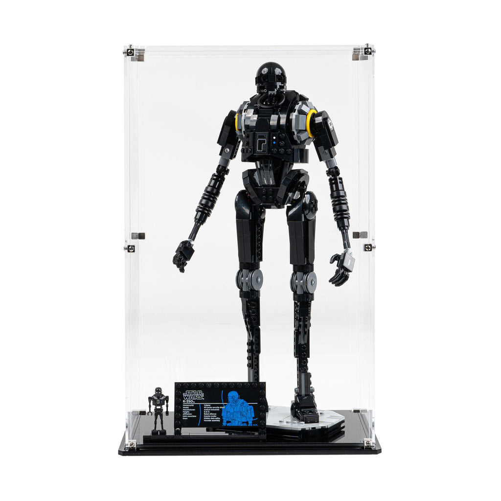 LEGO K-2SO Security Droid 75434: model and display case shown together.