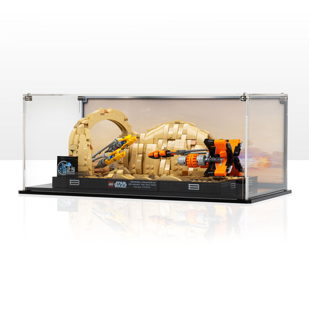 LEGO Mos Espa Podrace Diorama 75380: complete Podrace diorama with its printed backdrop.