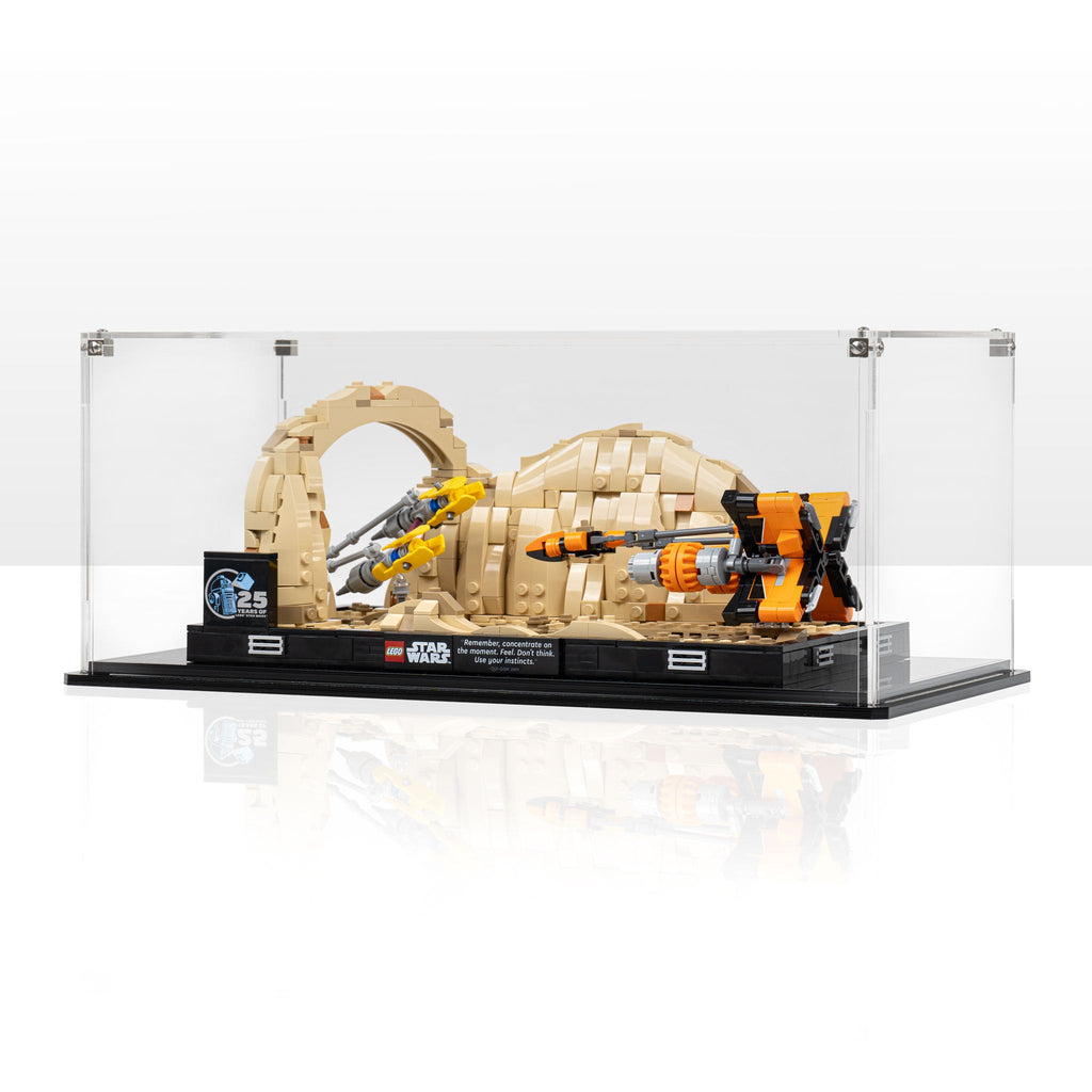 LEGO Mos Espa Podrace Diorama 75380: angled view of the clear configuration.