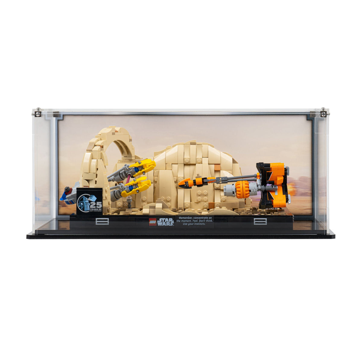 LEGO Mos Espa Podrace Diorama 75380: front view of the Podrace backdrop configuration.