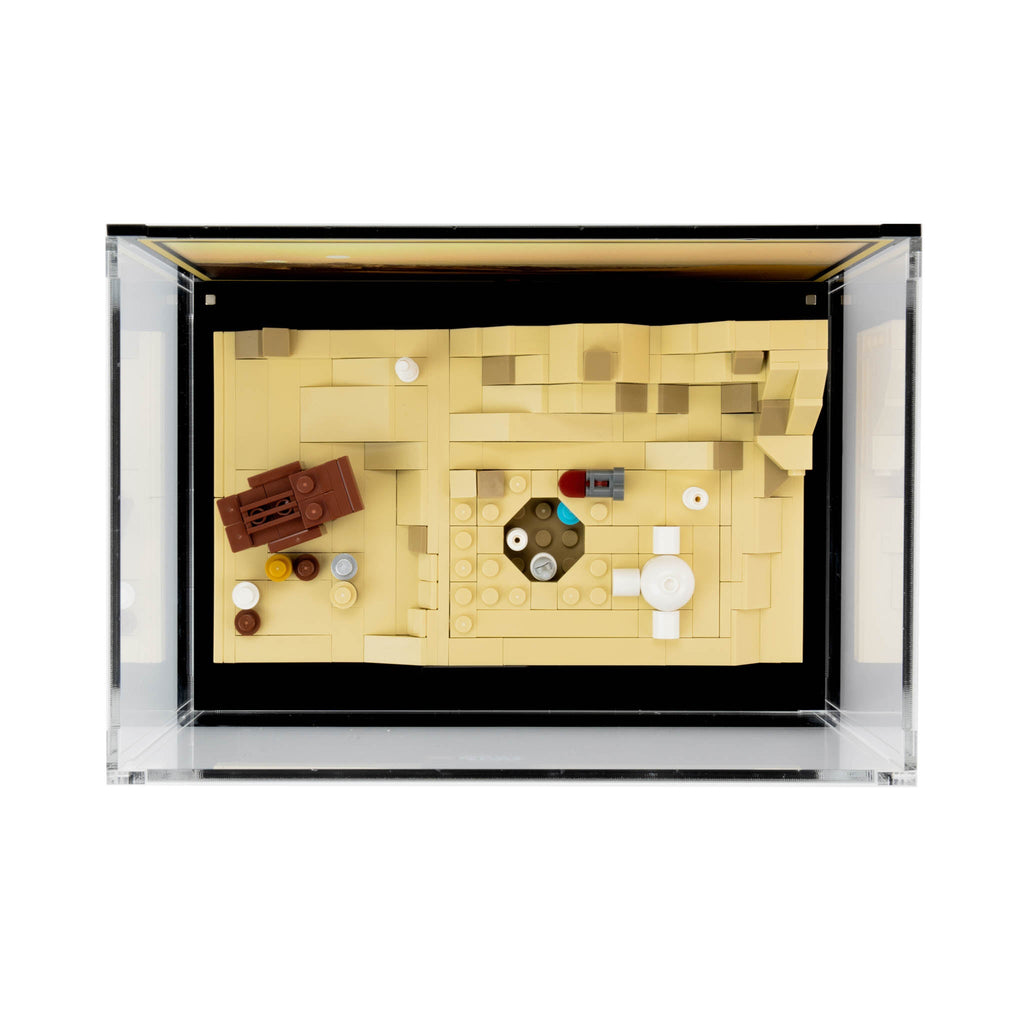 LEGO Tatooine Homestead 40451: model and display case shown together.