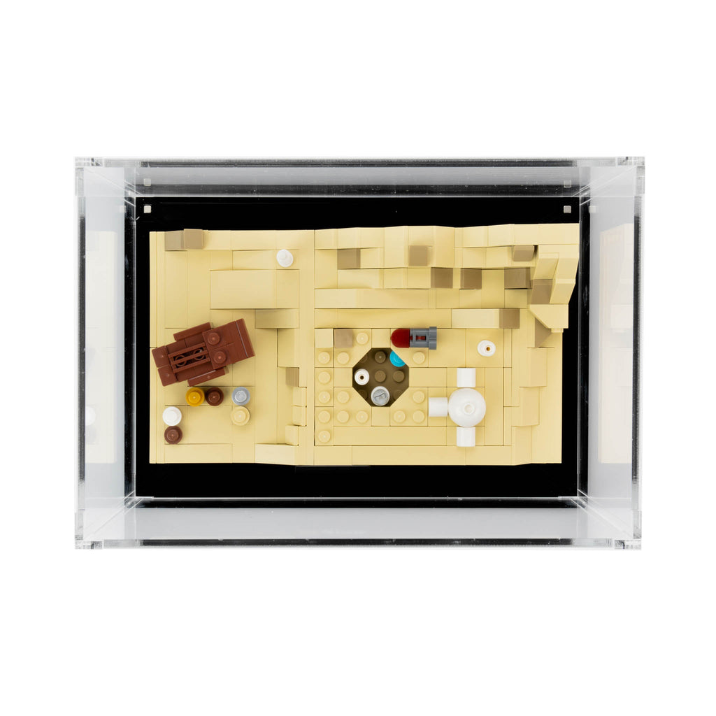 LEGO Tatooine Homestead 40451: model and display case shown together.