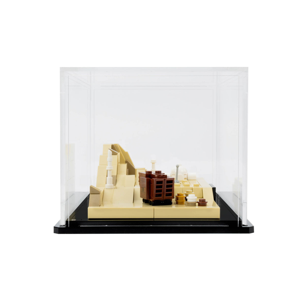 LEGO Tatooine Homestead 40451: model and display case shown together.