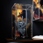 LEGO Sauron's Helmet 11373: model and display case shown together.