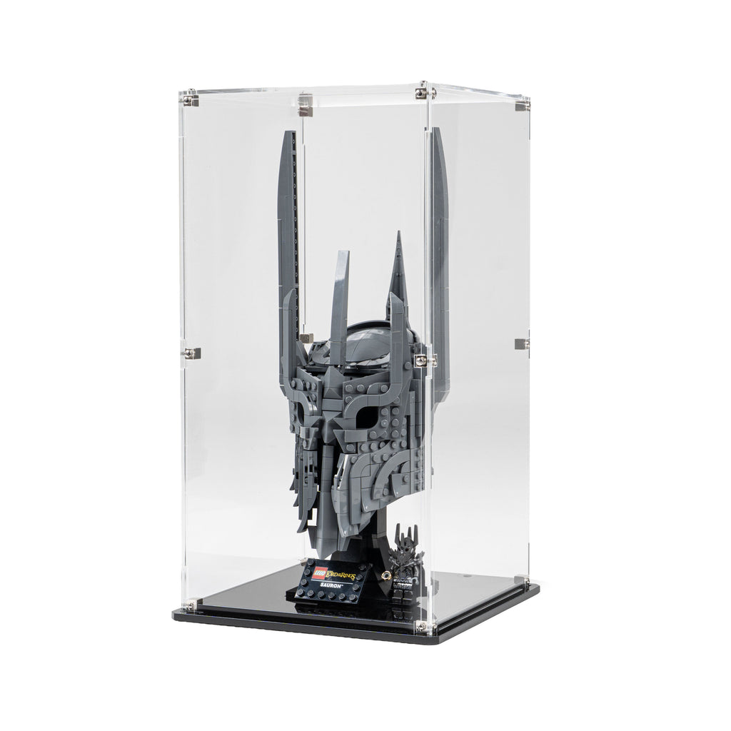LEGO Sauron's Helmet 11373: complete model with the display case; Clear Background.