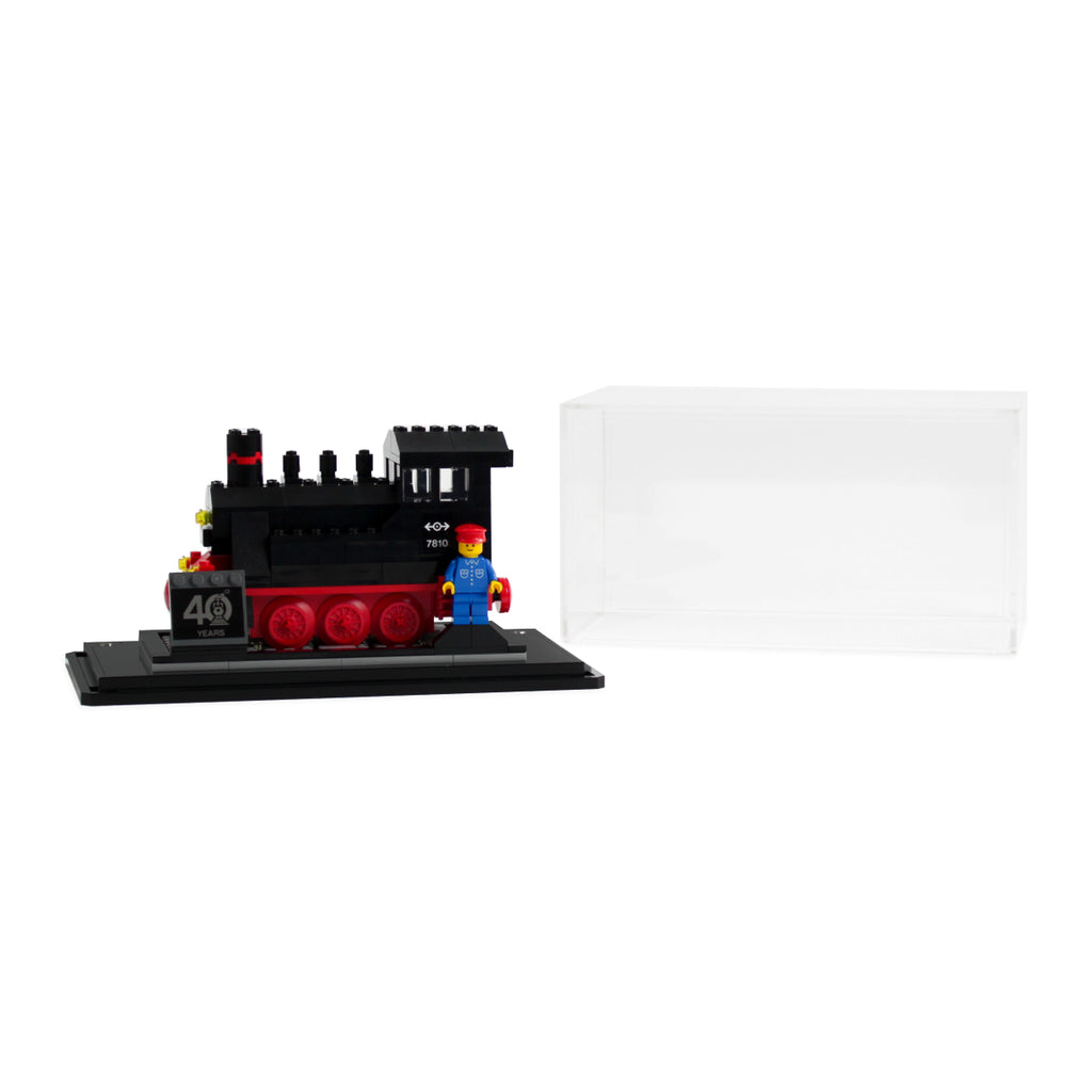 LEGO 40th Anniversary Train 40370: clear case lifted away from the train.
