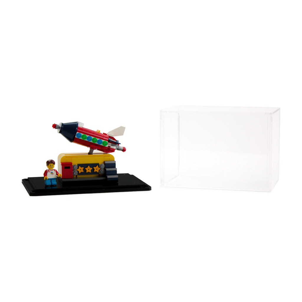 LEGO Rocket Ride 40335: clear case lifted away from the Rocket Ride model.