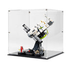 LEGO Project Hail Mary 11389: complete model with the display case; Clear Background.