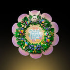 LEGO Spring Wreath 40957: model and wall display stand shown together.